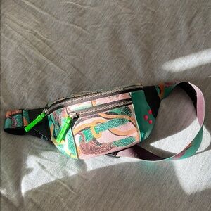 Min & Mon Vibrant Green and Pink Belt Bag